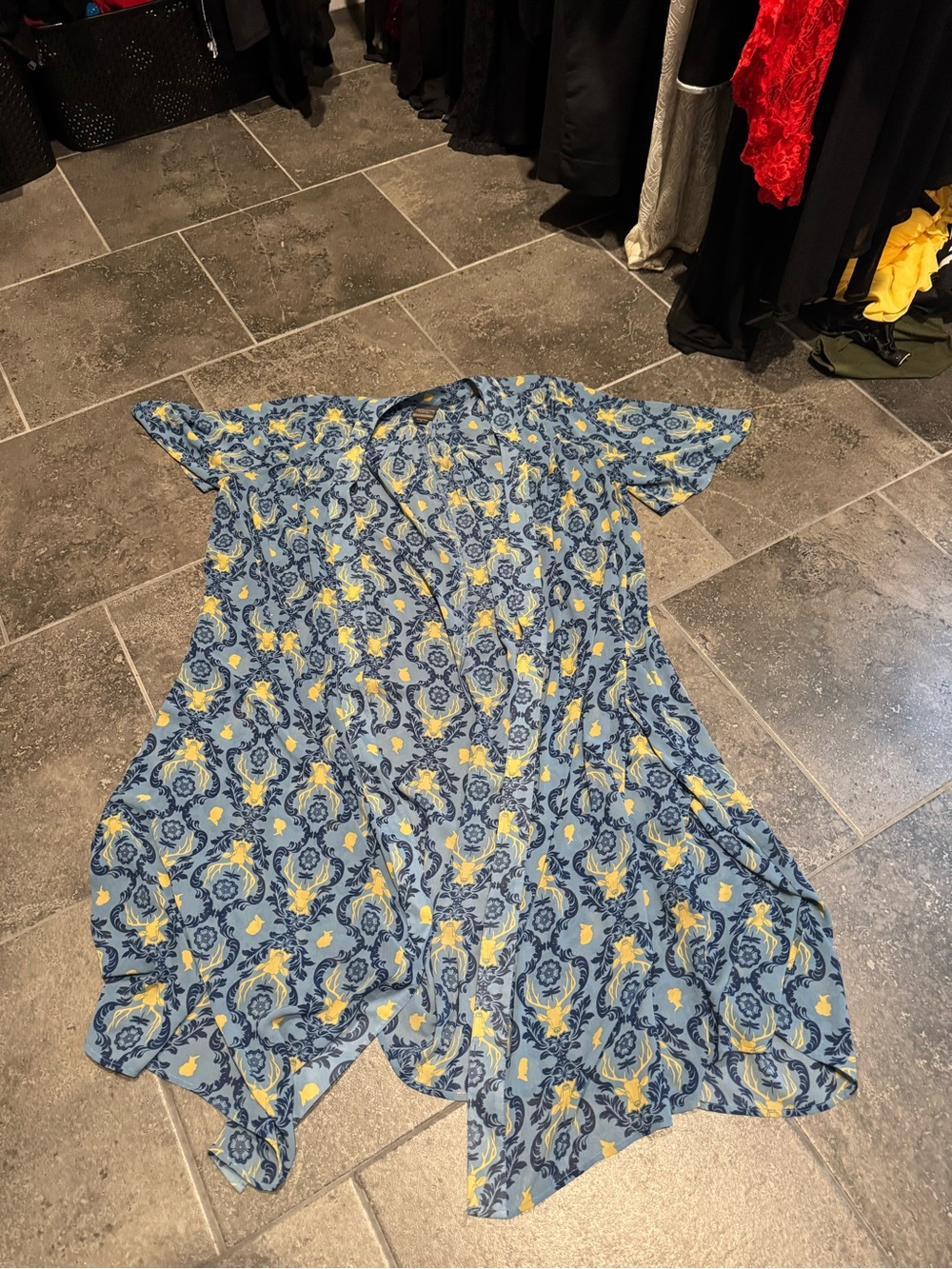 Outlander Blue Floral Print Flowing Kimono Cardigan
